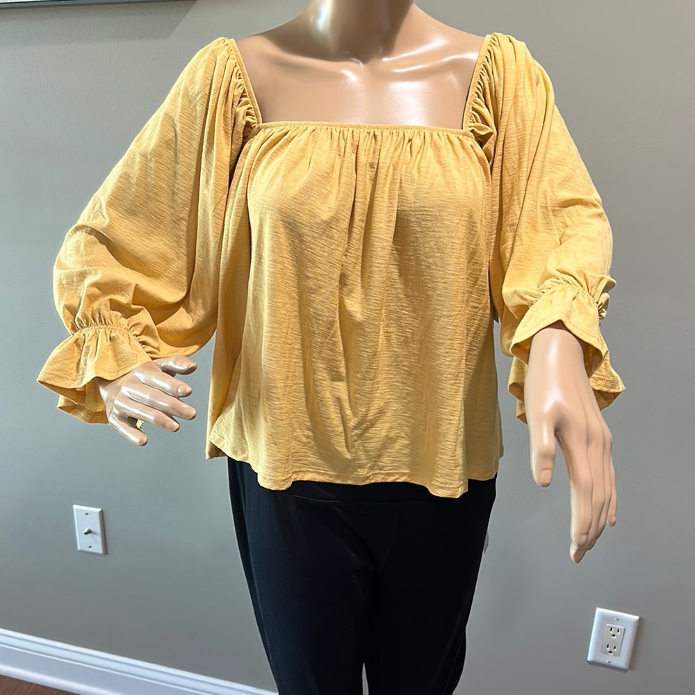 Anthropologie Nation yellow  XL peasant top new with tags